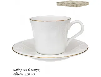 Набор чайных пар 12 предметов Lenardi Maria gold 226-137