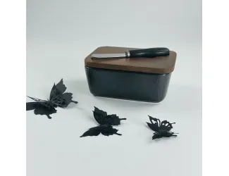 Масленка 14см с крышкой и ножом Lenardi Blackwood 235-026