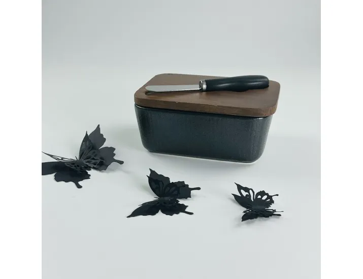 Масленка 14см с крышкой и ножом Lenardi Blackwood 235-026