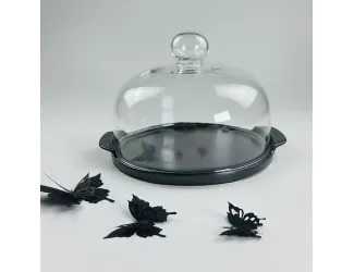 Тортовница 22х17см со стеклянной крышкой Lenardi Blackwood 235-028