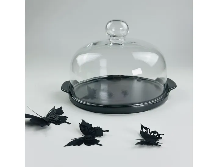 Тортовница 22х17см со стеклянной крышкой Lenardi Blackwood 235-028