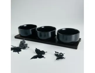 Набор из  3 салатников 10см на подставке Lenardi Blackwood 235-030