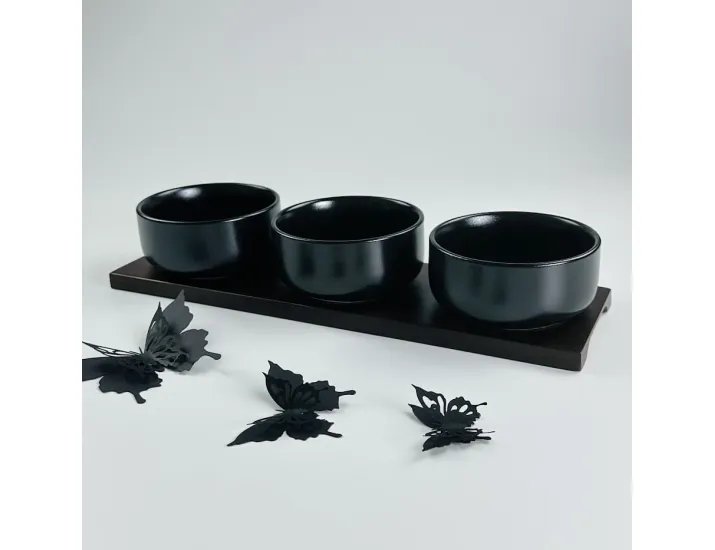 Набор из  3 салатников 10см на подставке Lenardi Blackwood 235-030