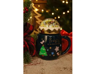 Кружка с крышкой 470мл Lenardi Новогодний 315-003 синяя