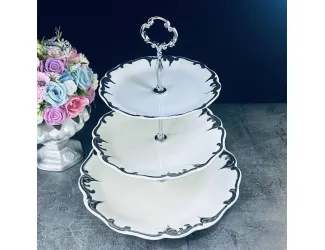 Трехъярусная этажерка 34х32 см Lenardi ARGENTO 666-406