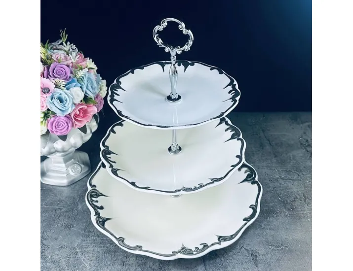 Трехъярусная этажерка 34х32 см Lenardi ARGENTO 666-406