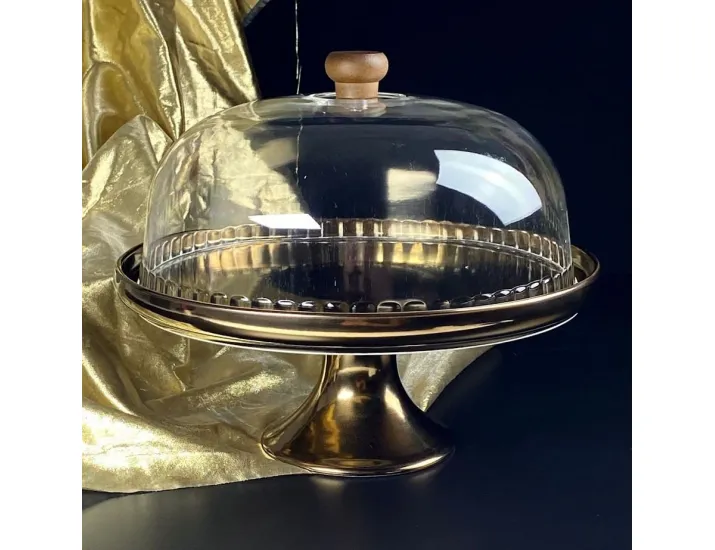 Тортовница 32см на ножке с крышкой Lenardi Винтаж 232-005