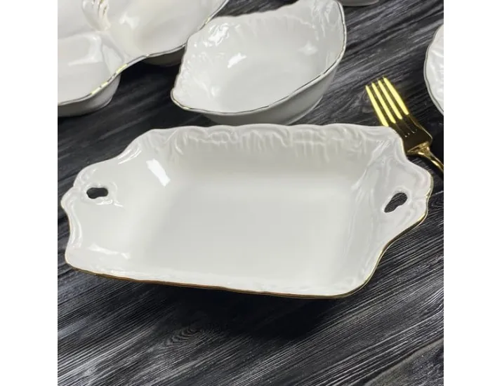 Прямоугольное глубокое блюдо 28см Lenardi Аврора золото 305-067