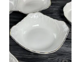 Набор из 6 квадратных салатников 15см Lenardi Аврора золото 305-070