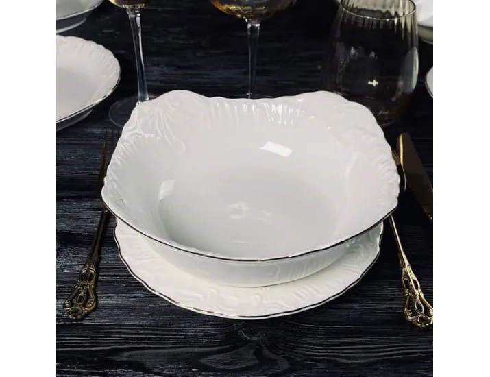 Квадртный салатник 20,5см Lenardi Аврора золото 305-071