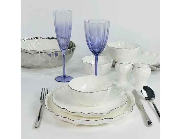 Обеденный сервиз на 6 персон 30предметов Lenardi Ванесса серебро 305-288