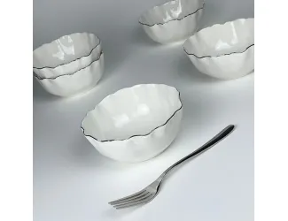 Набор из 6 салатников 15х6,5см Lenardi Ванесса серебро 305-295