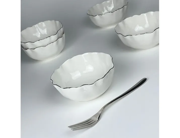 Набор из 6 салатников 15х6,5см Lenardi Ванесса серебро 305-295