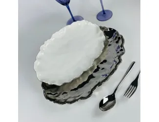 Набор из 2 овальных блюд 30,5/35,5см Lenardi Ванесса серебро 305-297