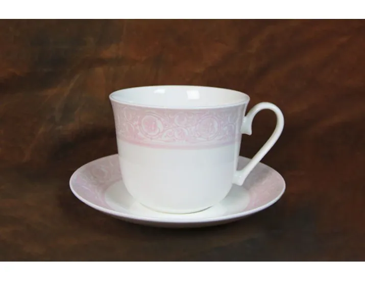 Кружка Джамбо АККУ Дионис-Джеральдин 500 мл + блюдце 16,5см розовый 11258А