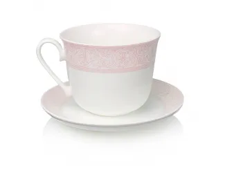 Кружка Джамбо АККУ Дионис-Джеральдин 500 мл + блюдце 16,5см розовый 11258/2А