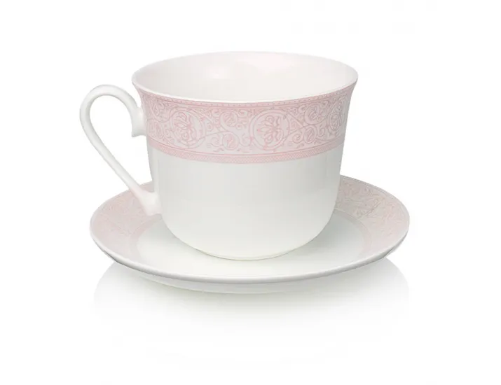 Кружка Джамбо АККУ Дионис-Джеральдин 500 мл + блюдце 16,5см розовый 11258/2А