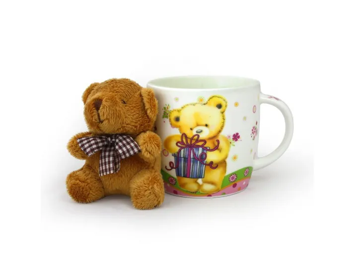 Набор кружка + мишка Акку 280 мл (розовая) 7205А