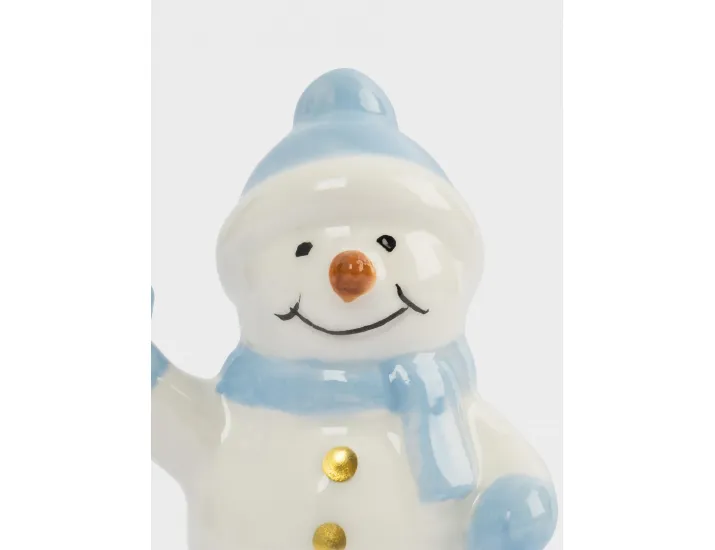 Статуэтка 6 см бело-голубая Снеговик в шапке и шарфе Anna Lafarg Snowman