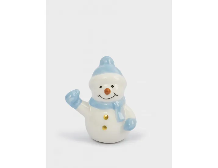 Статуэтка 6 см бело-голубая Снеговик в шапке и шарфе Anna Lafarg Snowman