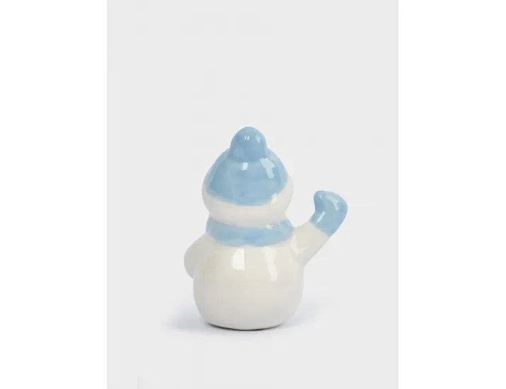 Статуэтка 6 см бело-голубая Снеговик в шапке и шарфе Anna Lafarg Snowman