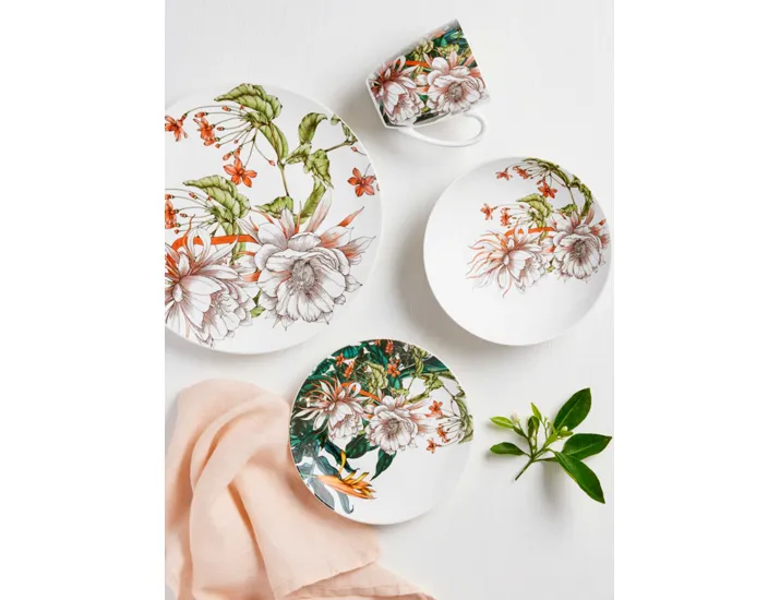 Набор обеденный 4 персоны 16 предметов белый Тропические цветы Maxwell & Williams Night Garden Flower