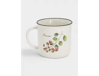 Кружка, 400 мл, фарфор N, белая, Ветка брусники, Herbarium