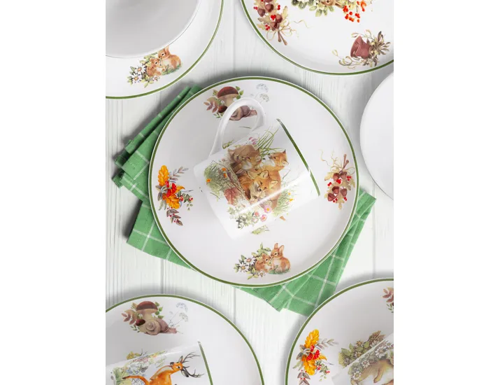 Набор 3 предмета тарелка 18 см салатник 13 см кружка 200 мл белый Лисята Imari Childhood