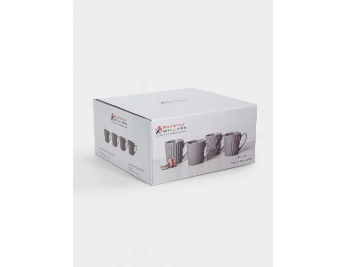 Набор кружек 4 предмета 380 мл серые геометрия Maxwell & Williams Nova