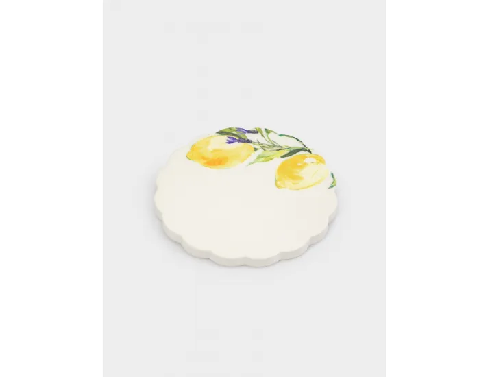 Подставка под кружку 11 см круглая белая Лимоны на ветке Anna Lafarg Palermo