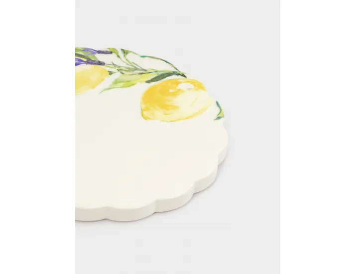 Подставка под кружку 11 см круглая белая Лимоны на ветке Anna Lafarg Palermo