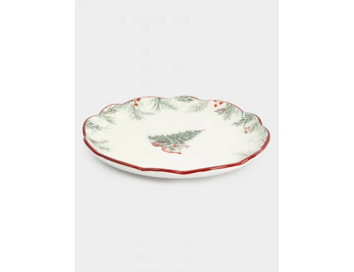 Тарелка обеденная 24 см красная Лошадка у елки Anna Lafarg Festival