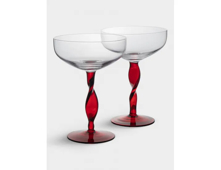 Бокал-креманка для шампанского 370 мл 2 шт красная ножка Anna Lafarg Villalago