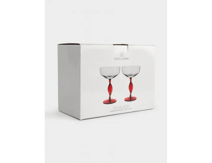 Бокал-креманка для шампанского 370 мл 2 шт красная ножка Anna Lafarg Villalago