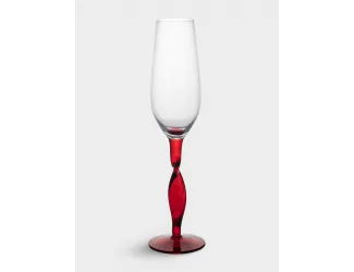 Бокал для шампанского, 220 мл, 2 шт, стекло, красная ножка, Villalago