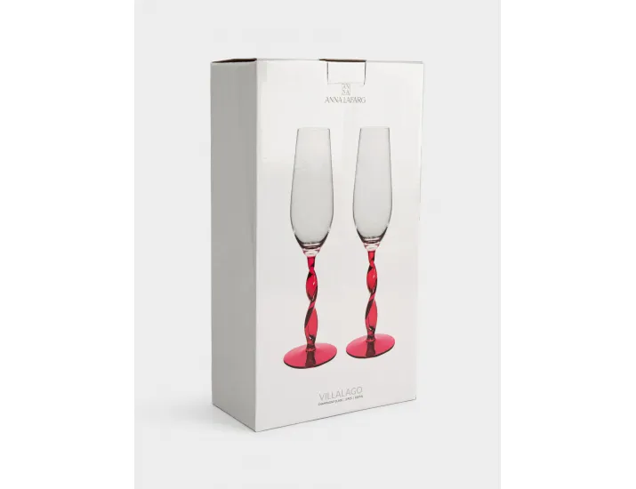 Бокал для шампанского 220 мл 2 шт красная ножка Anna Lafarg Villalago