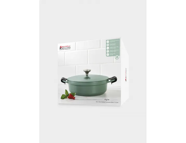 Сотейник 28 см 4.0 л с крышкой с покрытием зелёный Maxwell & Williams Agile
