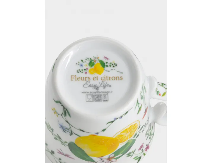 Кружка 275 мл белая Цветы и лимоны Easy Life Fleurs et Citrons
