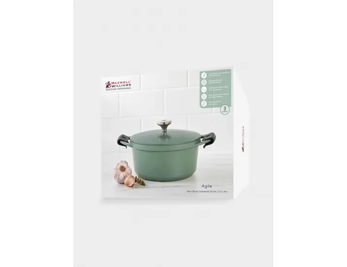 Кастрюля 24 см 4.2 л с крышкой с покрытием зелёная Maxwell & Williams Agile