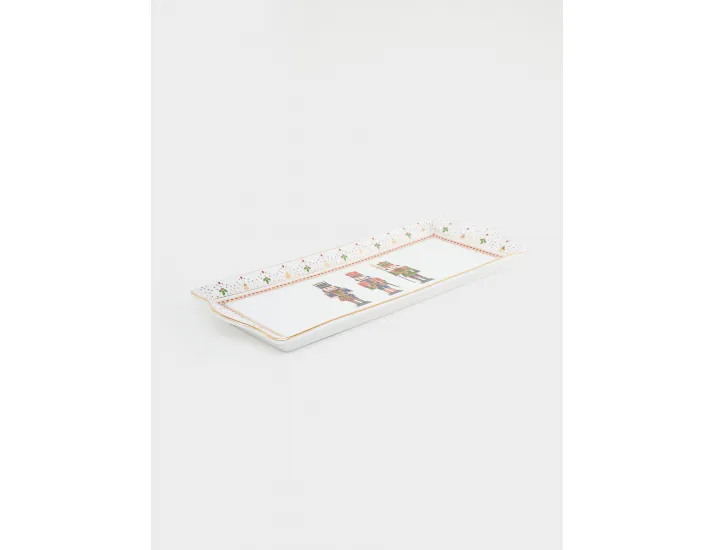 Блюдо 35x14,5 см прямоугольное белое с золотистым кантом Щелкунчик Easy Life Nutcracker