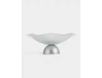 Ваза для фруктов, 31х13 см, на ножке, стекло Р, серебристая, Avila