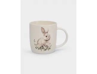 Кружка, 360 мл, фарфор N, белая, Кролик в цветах, Bunny