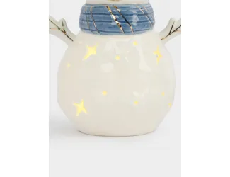 Статуэтка с подсветкой, 15 см, фарфор P, бело-голубая, Снеговик, Snowfall