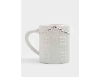 Кружка, 580 мл, фарфор P, бело-золотистая, Дом с венком, Townlet