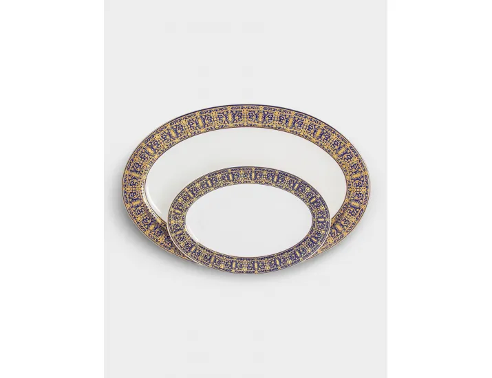 Сервиз обеденный 6 персон 27 предметов бело-синий с золотистым орнаментом Anna Lafarg Византия