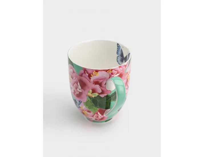 Кружка 400 мл с подставкой зеленая Камелии и бабочки Maxwell & Williams Posey