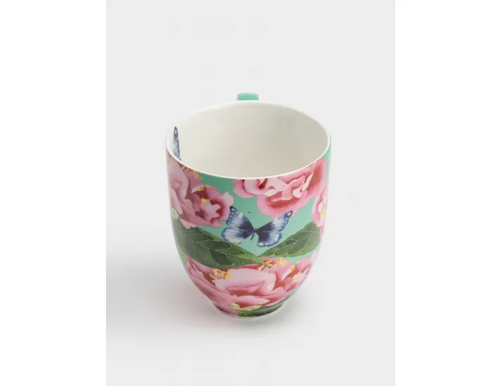 Кружка 400 мл с подставкой зеленая Камелии и бабочки Maxwell & Williams Posey