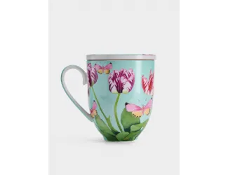Кружка, 400 мл, с подставкой, Тюльпаны