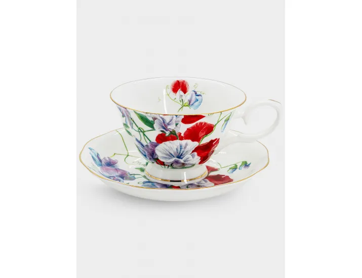 Набор чайный 2 персоны 4 предмета белый с золотистым кантом Душистый горошек Anna Lafarg Summer garden