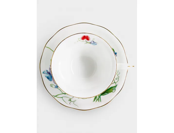 Набор чайный 2 персоны 4 предмета белый с золотистым кантом Душистый горошек Anna Lafarg Summer garden